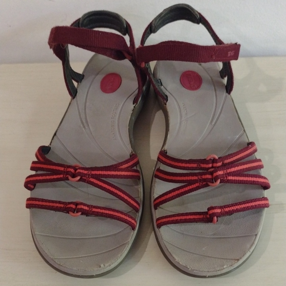 Teva Women's Red and Black Strappy Sport Sandals